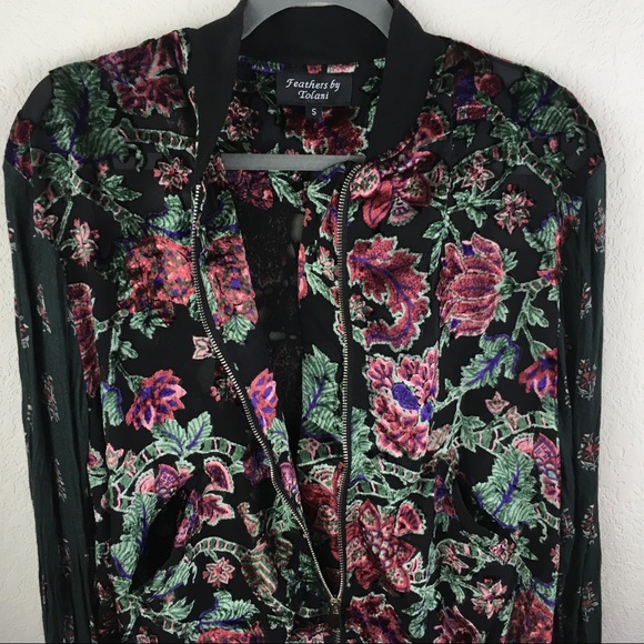 Tolani Velvet Burnout Bomber Jacket - Picture 6 of 8